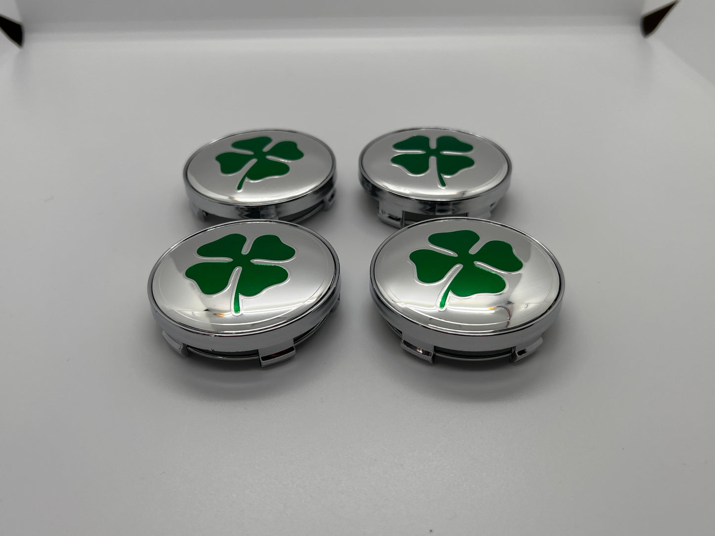 Alfa Romeo Silver + Clover Emblem Badge Wheel Caps for Giulietta Giulia Mito 156 147 Spider Brera