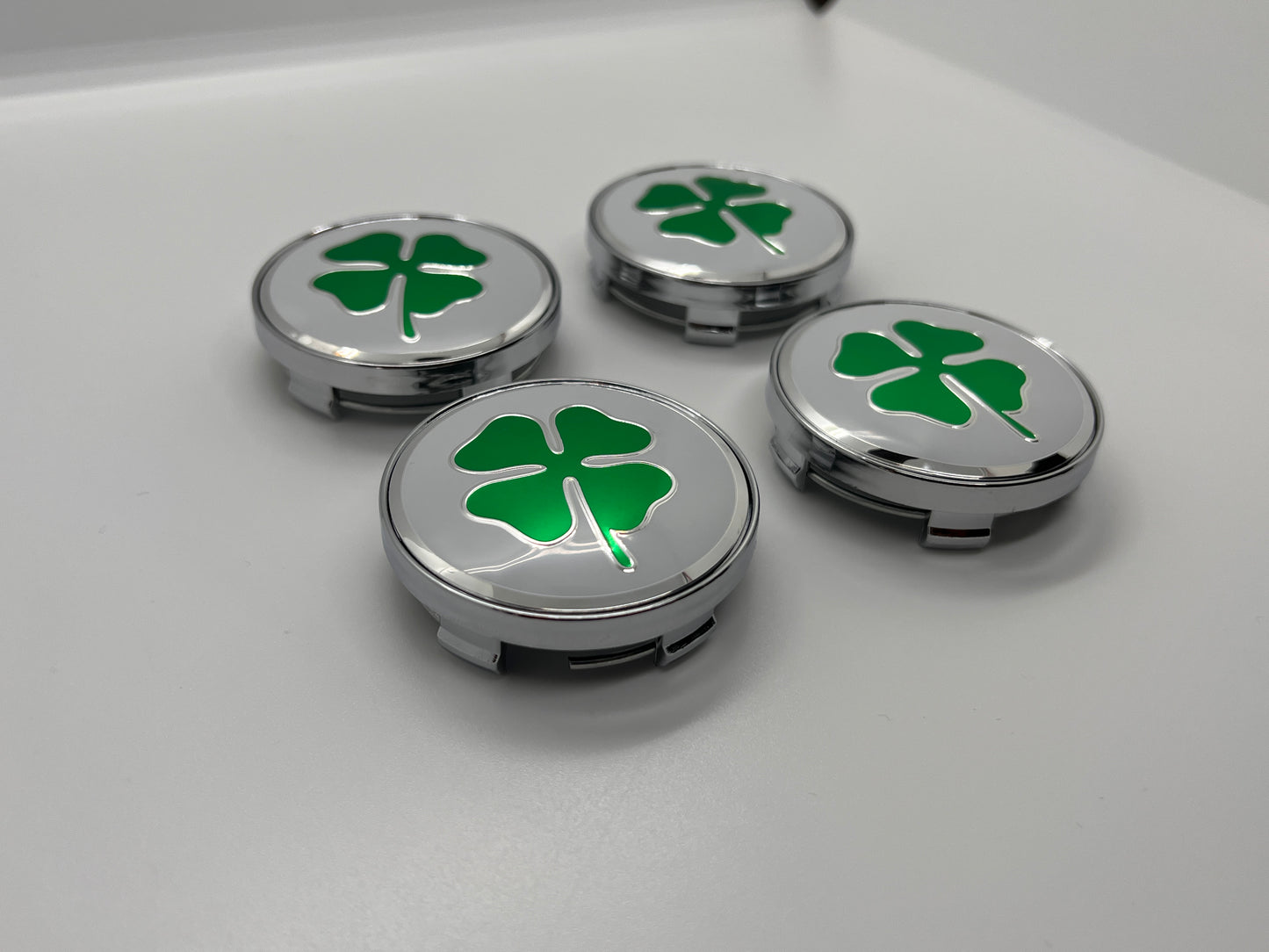 Alfa Romeo Silver + Clover Emblem Badge Wheel Caps for Giulietta Giulia Mito 156 147 Spider Brera