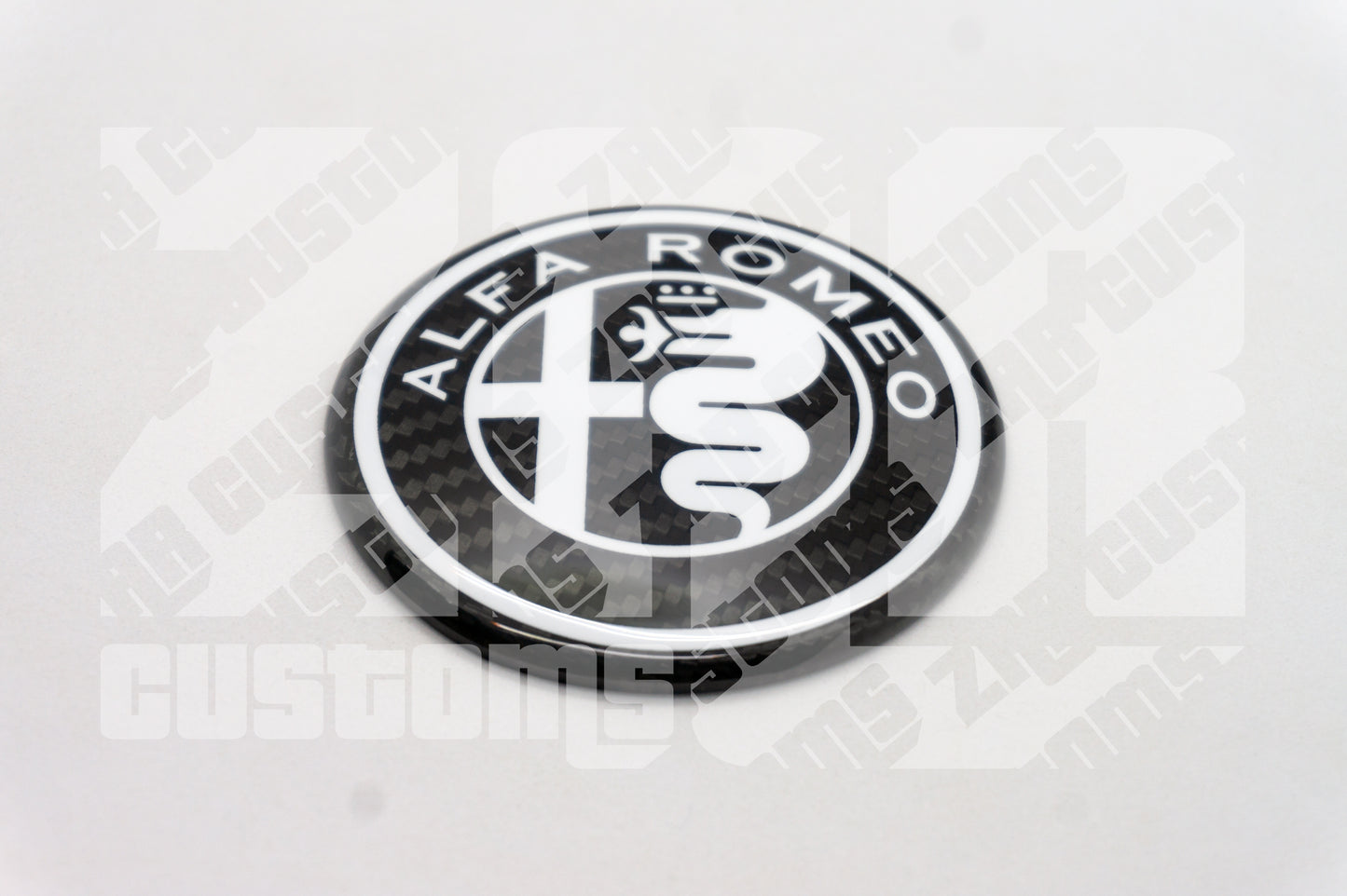 Alfa Romeo 74mm Authentic Carbon Fibre 2pcs Emblem Badge set for Giulietta Giulia Mito 156 147 Spider Brera