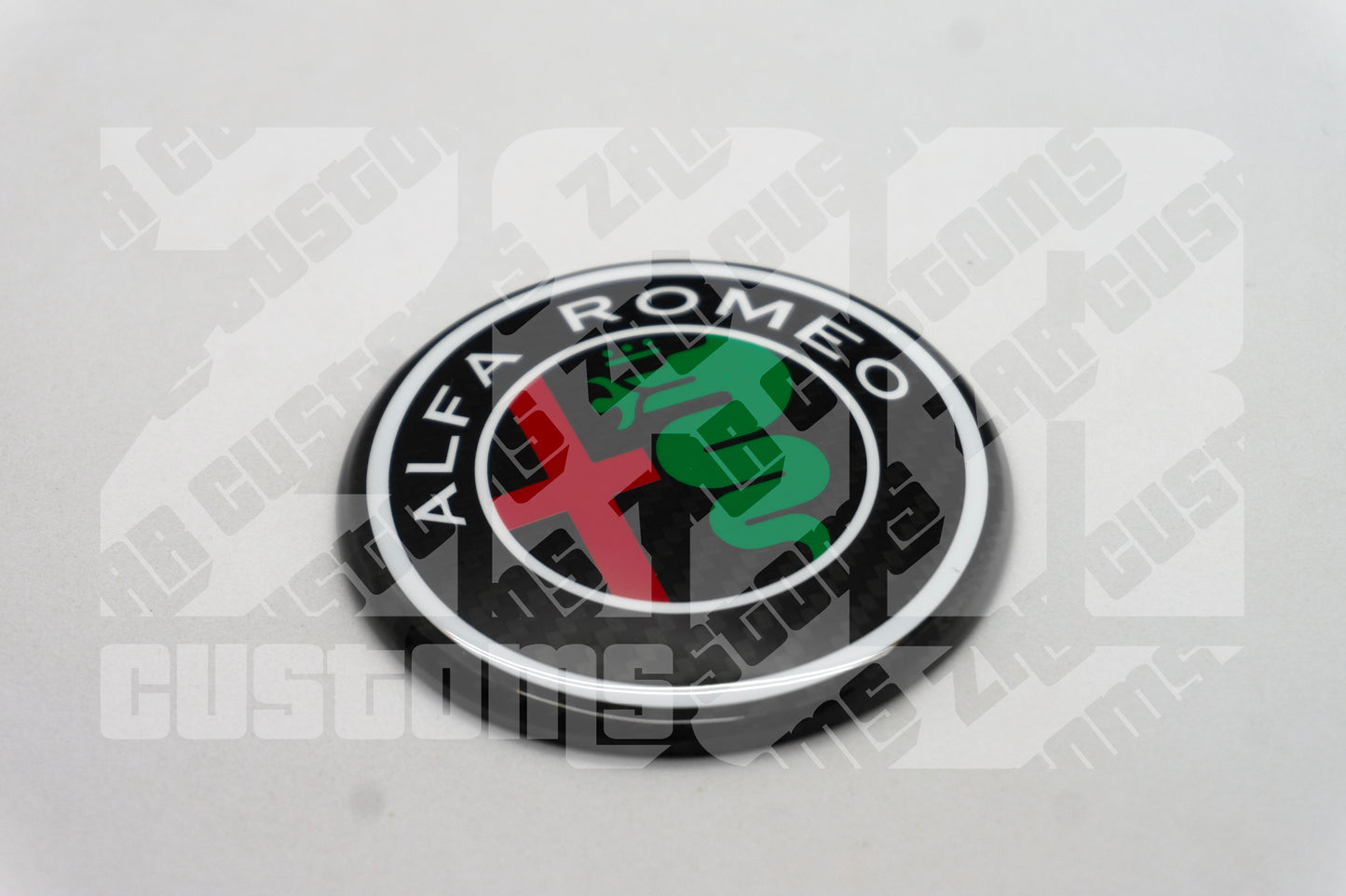 Alfa Romeo 74mm Authentic Carbon Fibre 2pcs Emblem Badge set for Giulietta Giulia Mito 156 147 Spider Brera