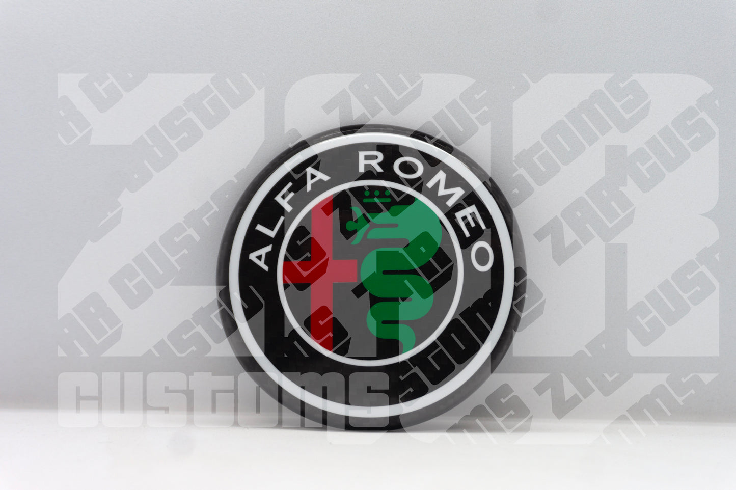 Alfa Romeo 74mm Authentic Carbon Fibre 2pcs Emblem Badge set for Giulietta Giulia Mito 156 147 Spider Brera