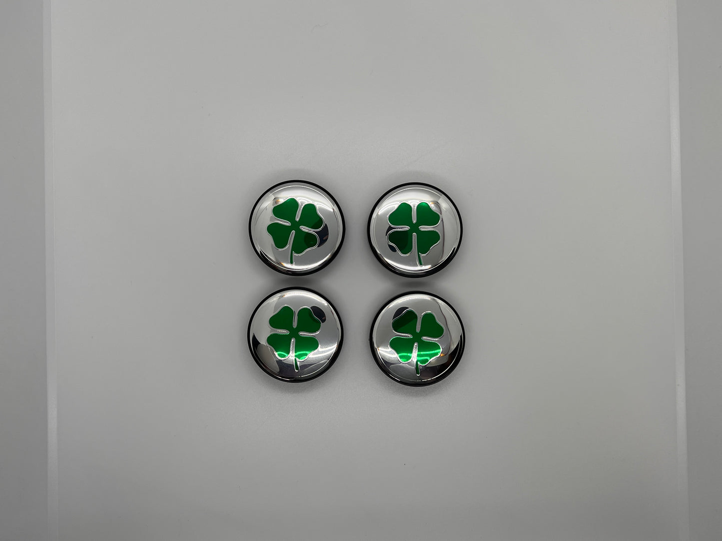 Alfa Romeo Chrome + Black Base Clover Emblem Badge Wheel Caps for Giulietta Giulia Mito 156 147 Spider Brera
