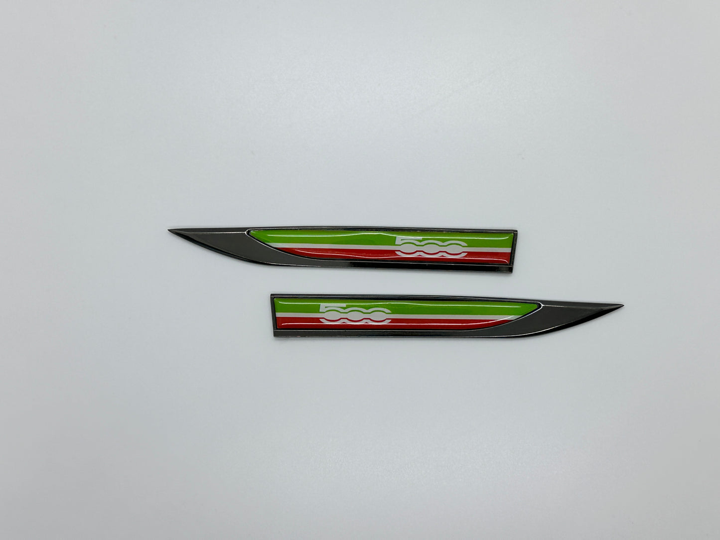 Fiat 500 Fender Wing Badge Logo Emblem Pair 2pcs Grey Italian Flag Edition