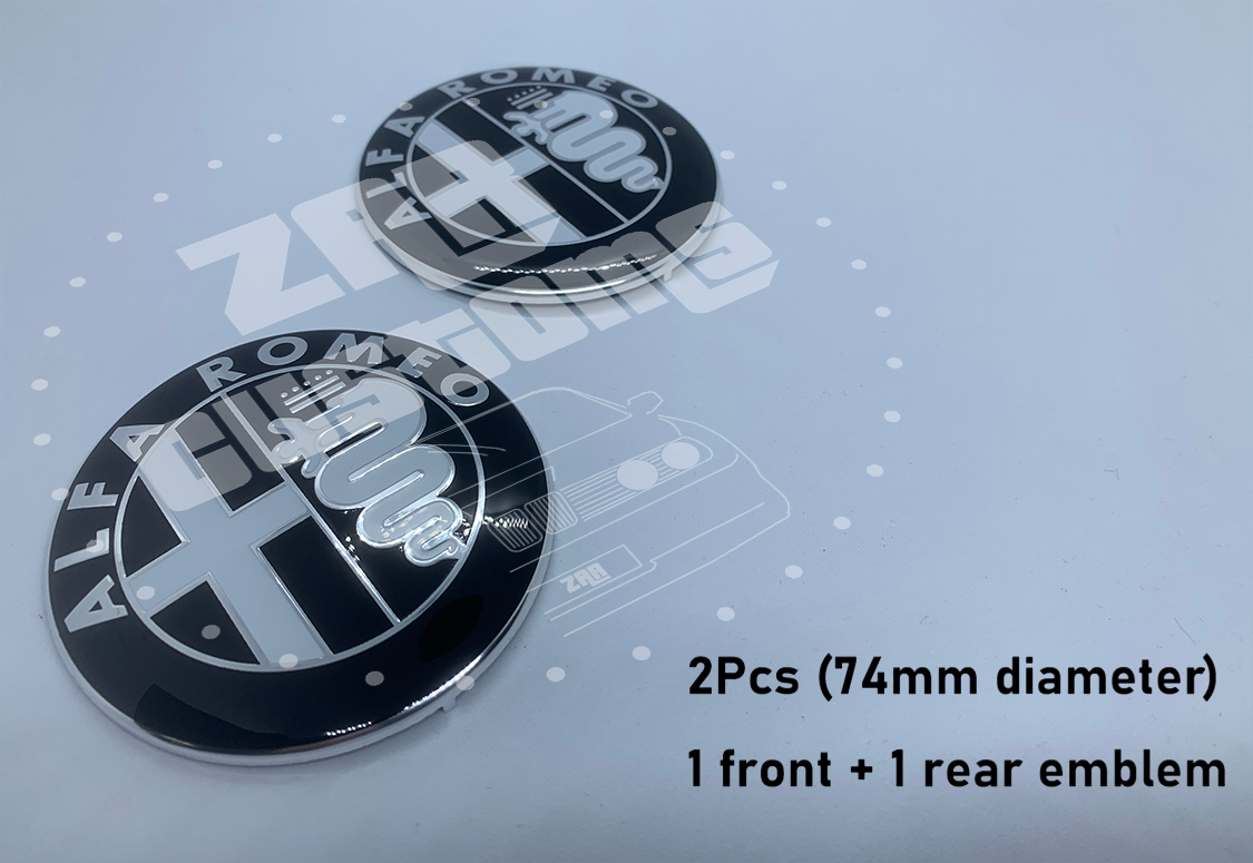 Alfa Romeo Gloss Black + Gloss White + Silver Emblem Badge 7pcs Set with Wheel Cap for Giulietta Giulia Mito 156 147 Spider Brera