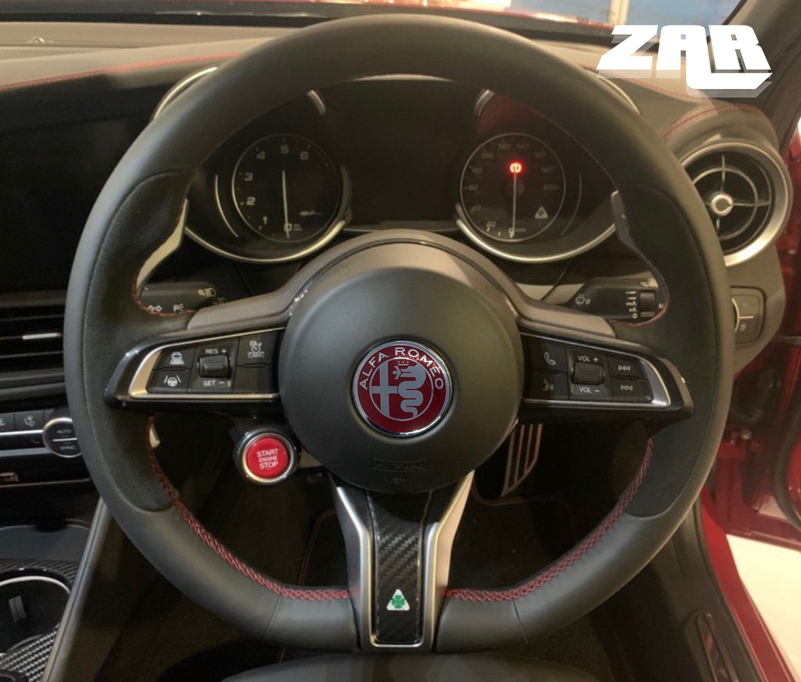Alfa Romeo Metallic Red + Silver Emblem Badge 7pcs Set with Wheel Cap for Giulietta Giulia Mito 156 147 Spider Brera
