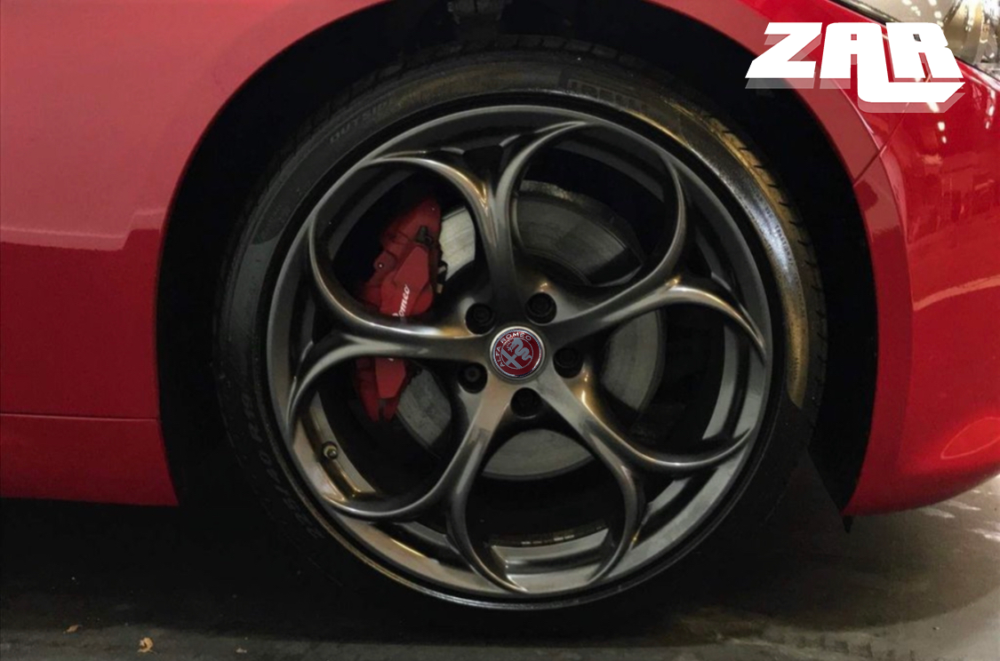 Alfa Romeo Metallic Red + Silver Emblem Badge 7pcs Set with Wheel Cap for Giulietta Giulia Mito 156 147 Spider Brera