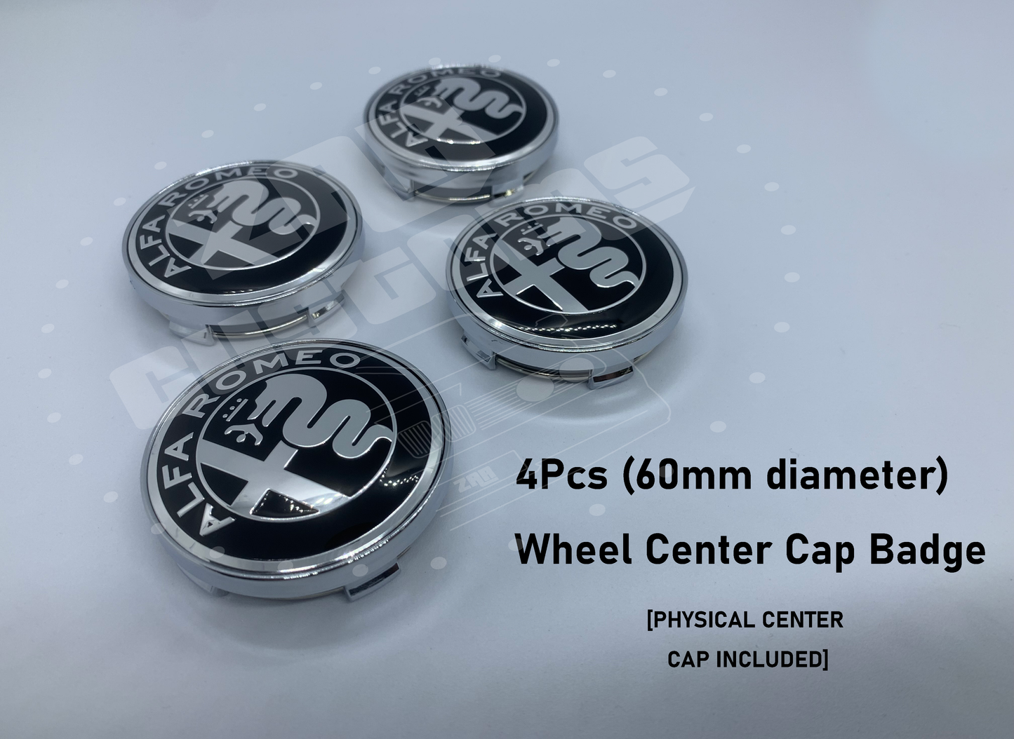 Alfa Romeo Gloss Black + Silver Emblem Badge 7pcs Set with Wheel Cap for Giulietta Giulia Mito 156 147 Spider Brera